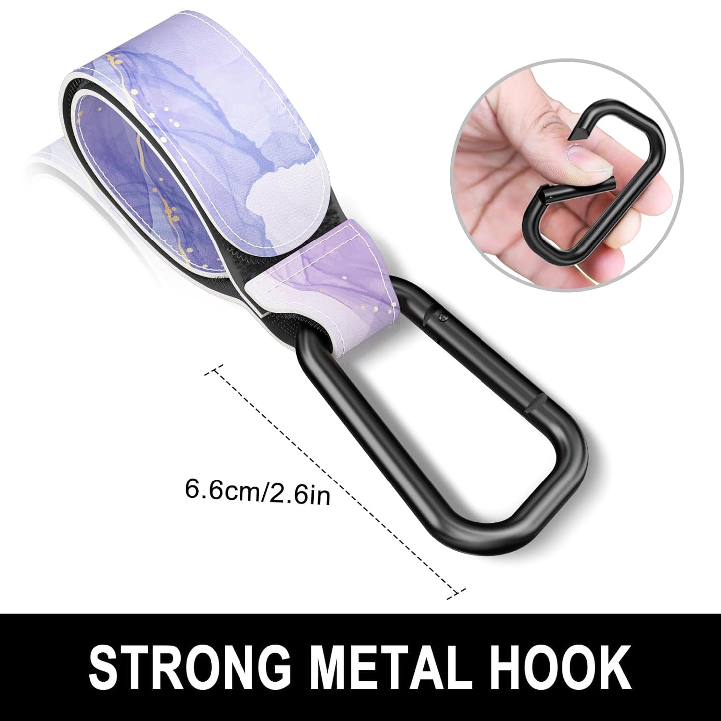 Baby Stroller Hooks for Hanging Bags, Universal Stroller Clips Accessories, Mommy Hook for Diaper Bag, Shopping Cart, Purse, Backpack - 2 Pack, Dream Purple