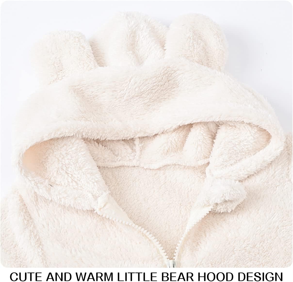 Baby Fleece Jumpsuits Infant Bear Ear Snowsuit Newborn Hooded Romper Warm Coat