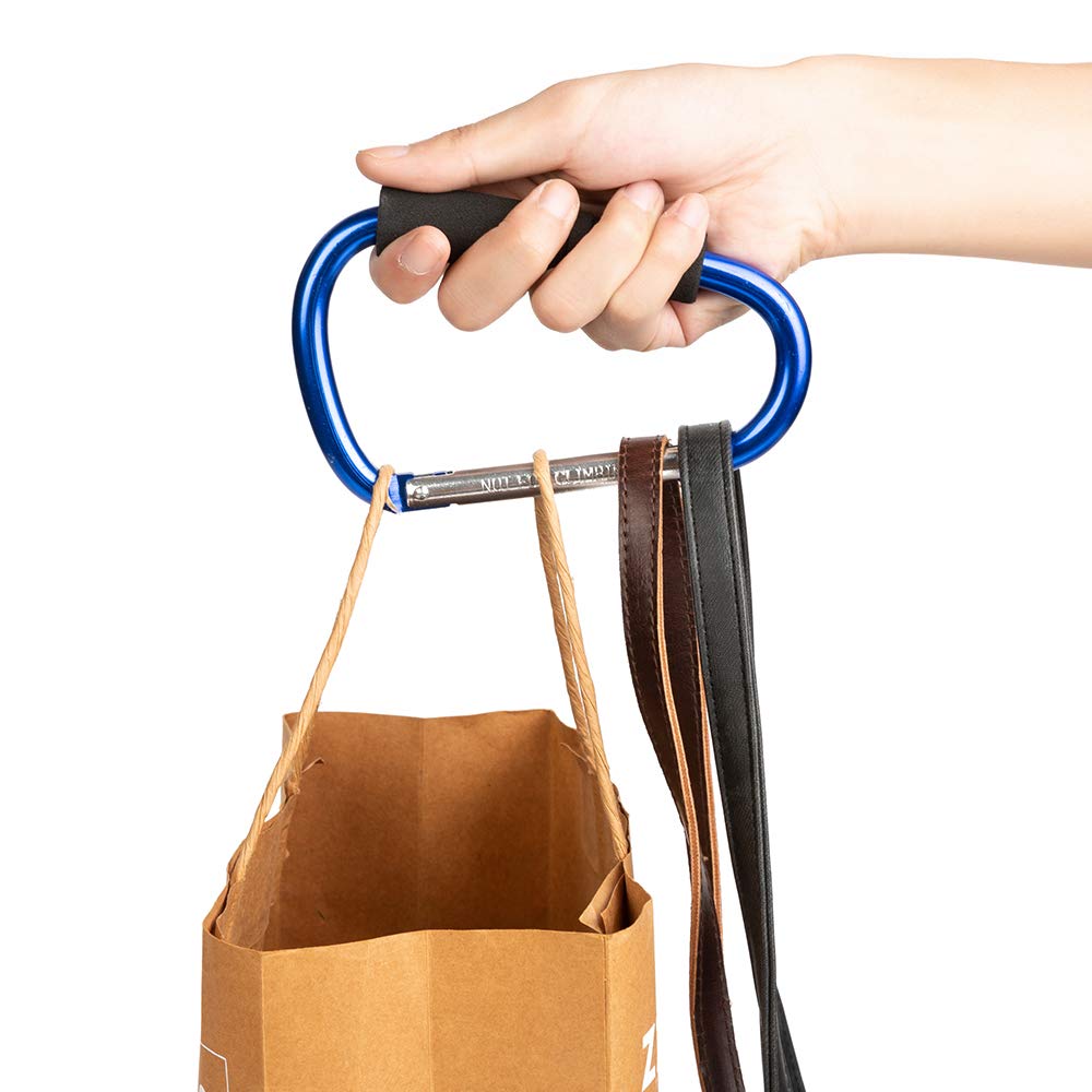 Funbliss Stroller Hooks by Baby，2 Pack Convenient Organizer Hook Bag Clips to Diaper Bags Clothing,Purses,Groceries,Great Hook Set for Mommy When Walking or Shopping Blue