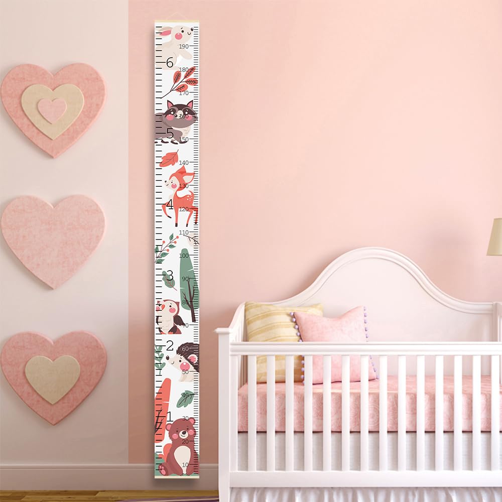 Bush Critters Minimalist Height Chart for Kids - Adorable Growth Chart for Wall with Tape - Kids Measuring Chart Height Tracker for Wall Playroom Decor Nursery Room Essentials 79 x 7.9 in