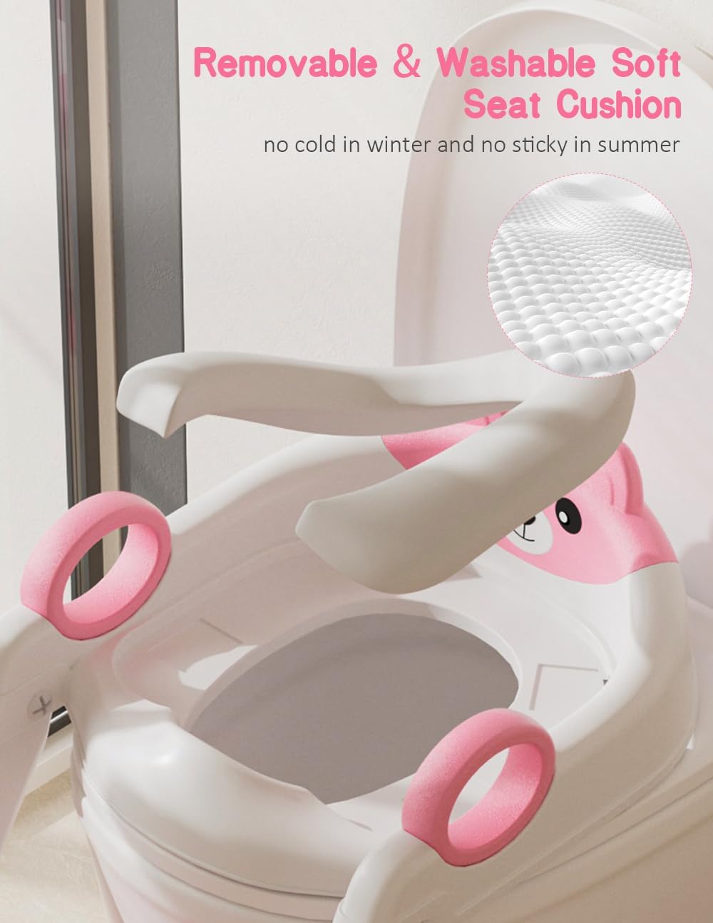 Potty Training Seat, Toddler Toilet Seat With Steps, 2 In 1 Toddler Potty Training Toilet With Splash Guard, Anti-Slip Step Stool Soft Mat, Adjust High Potty Seats For Toddlers Kids Boys Girls