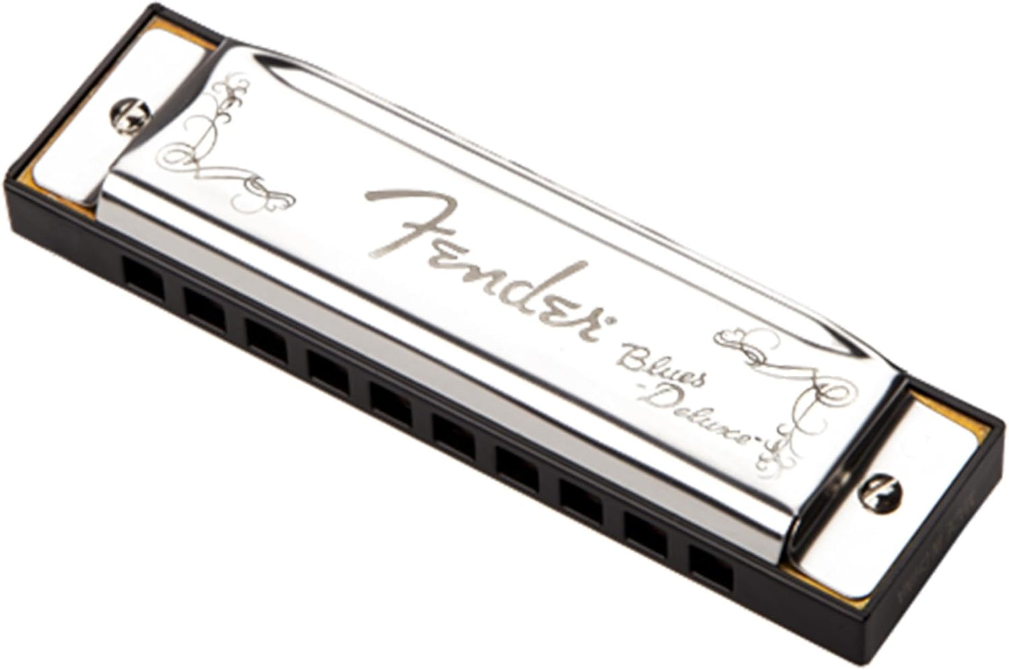 Fender Blues Deluxe Harmonica - Key of G Bundle with Carrying Case, Austin Bazaar Online Manual, and Polishing Cloth