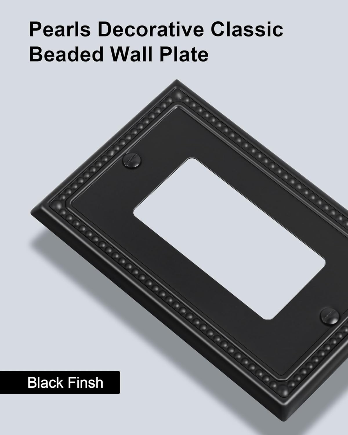 6-Pack Decorator Outlet Cover Plate, Pearls Decorative Switch Plates and Outlet Covers, Black Metal Wall Plates for Electrical Outlets, Receptacle, GFCI Outlet, Dimmer Switch