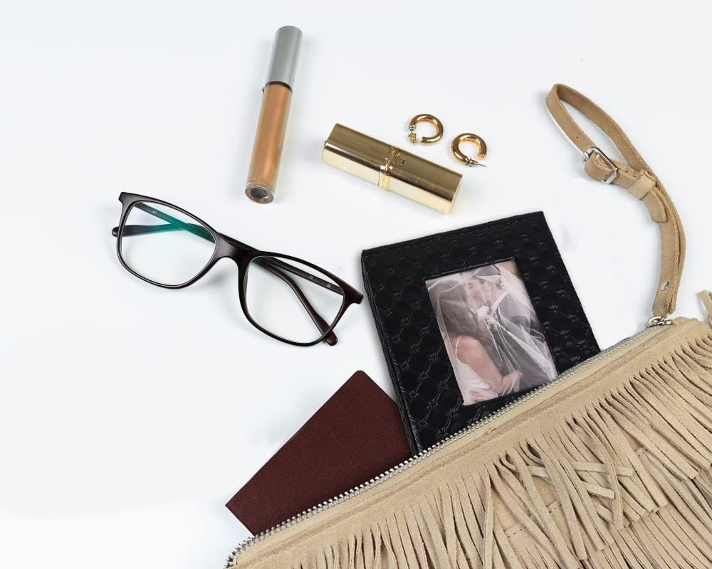 RECUTMS Photo Album 4x6 100 Pockets Photos, Button Grain PU Leather Photo Books Small Picture Album for Baby Family Wedding Christmas Photo Albums Holds 100 Vertical Photos （Black）