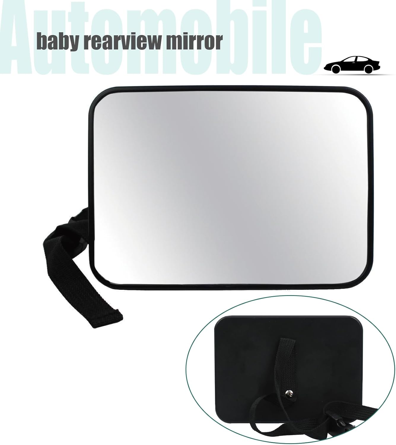 Baby Car Mirror, Universal Fit, Headrest Mount, Shatterproof, Stable, Easy Install, Compatible with Most Cars & SUVs