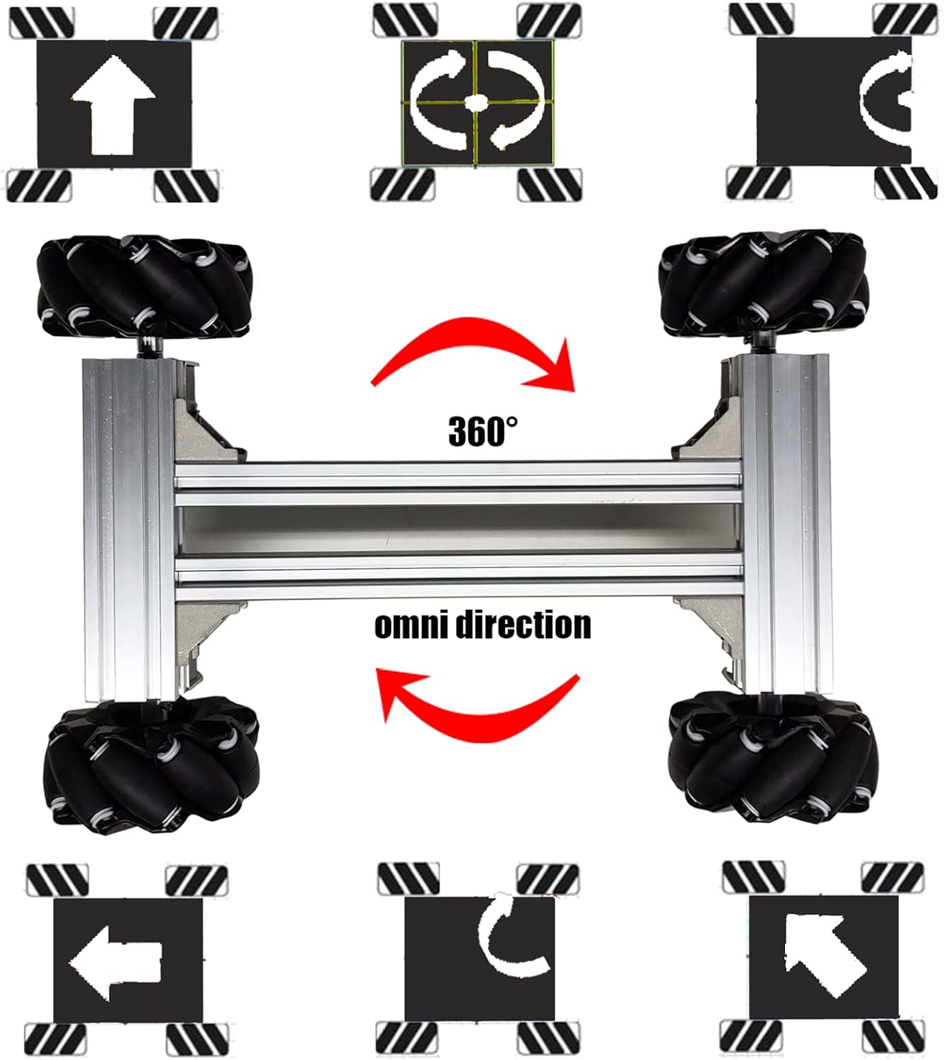 Professional Smart 4WD Metal Robot Car Chassis Kit with 97mm Mecanum Wheels, DIY RC Robotic Moving Platform,for AGV, School Eduactional Science Kits, Remote Control Robotic STEAM Model Experiment