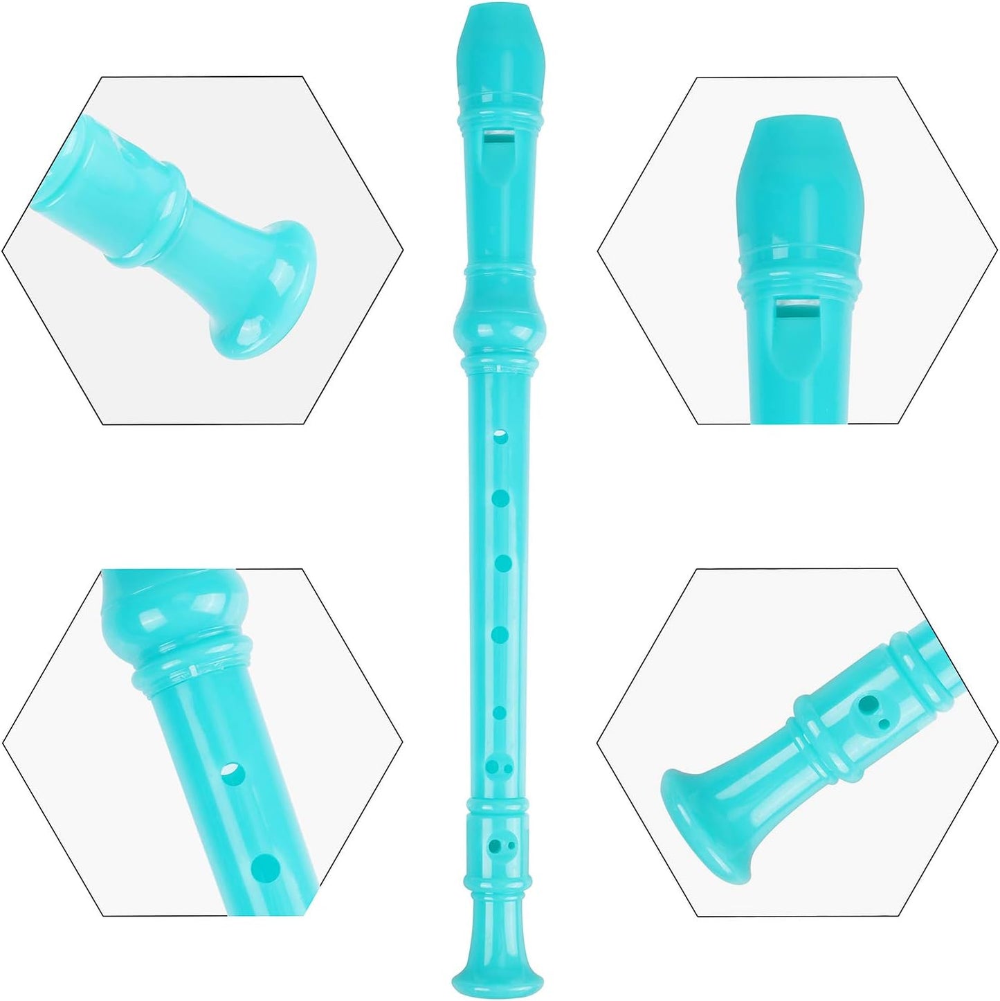 Soprano Recorder Descant Flauta Recorder 8 Hole ABS Clarinet German Style Treble flute C Key for Kids Children With Fingering Chart Instructions with Cleaning Rod Bag white