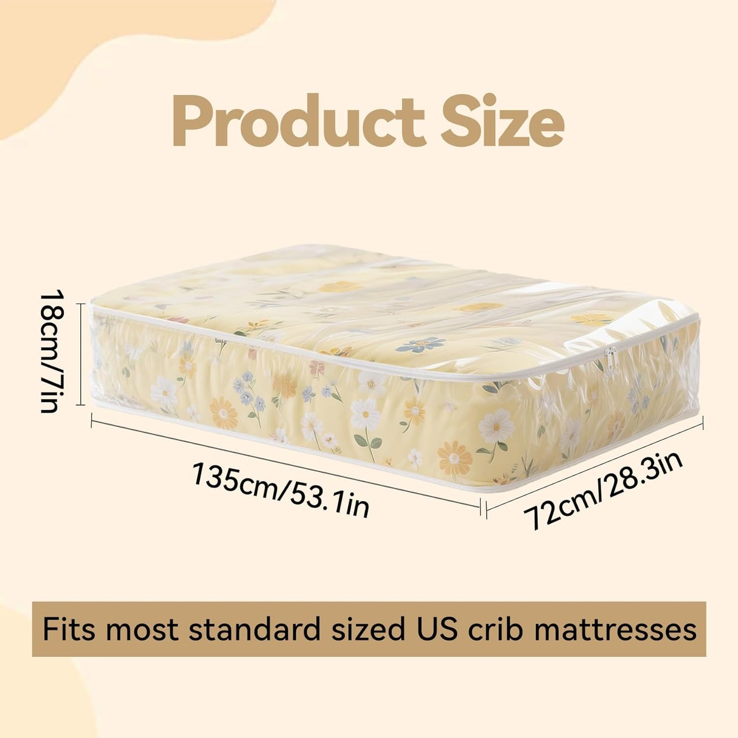 Klmnop 2 Pack Crib Mattress Storage Bag with Zipper, Clear Plastic Waterproof Crib Mattress Bag for Moving and Storage(53.15 x 28.35 x 7.09 Inch)