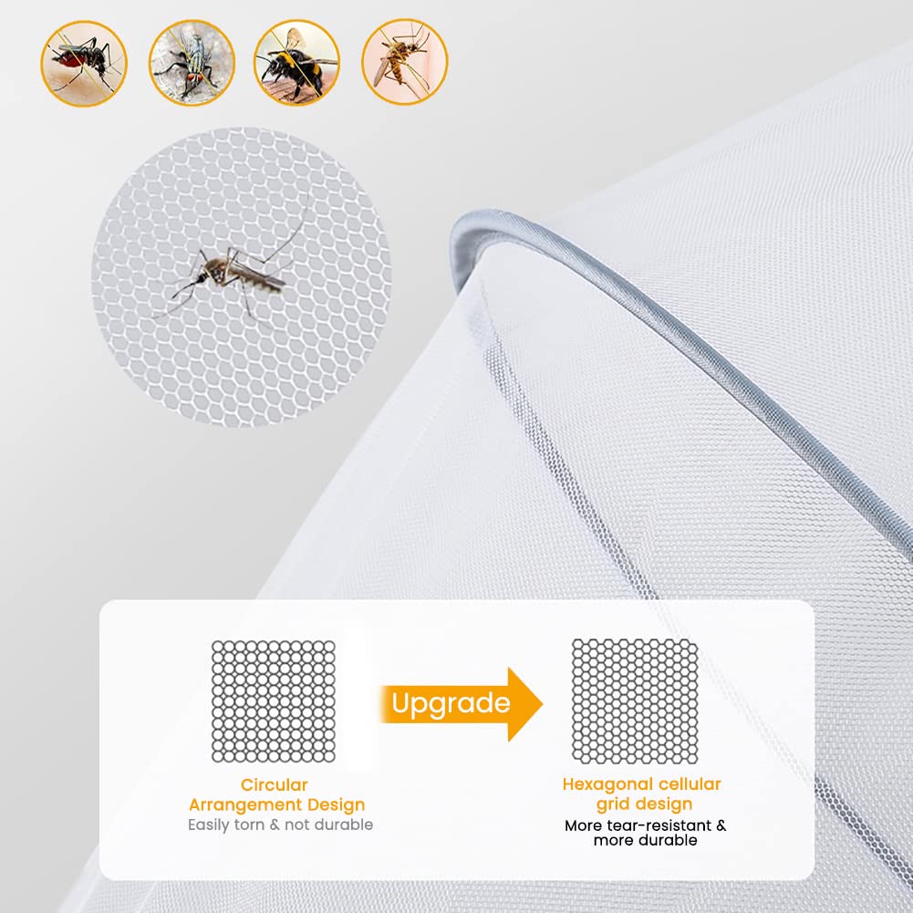 Orzbow Universal Mosquito Net for Stroller, Baby Bug Net with Two-Way Zippers & Storage Bag, Breathable & Foldable Mosquito Nets for Strollers, Car Seat, Bassinet, Cradle, Portable Mini Crib, Grey