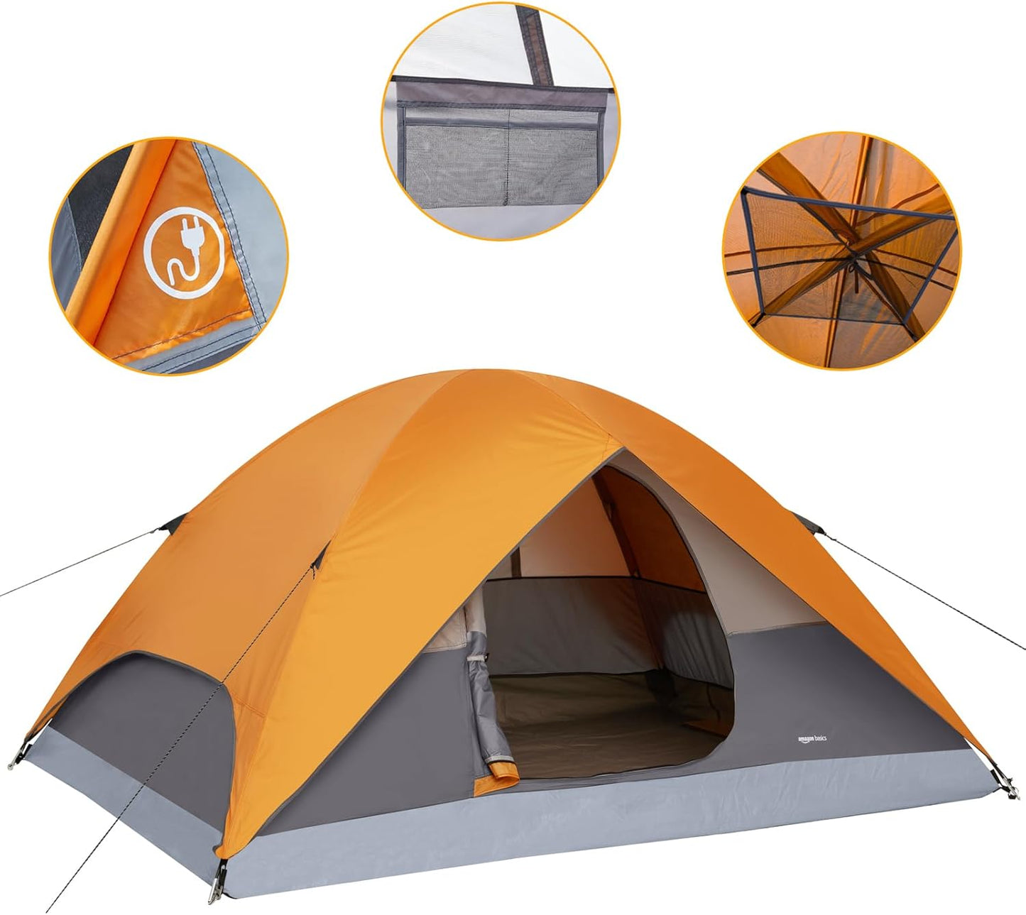 Amazon Basics Camping Tent, 3-Season Dome Design with Rainfly