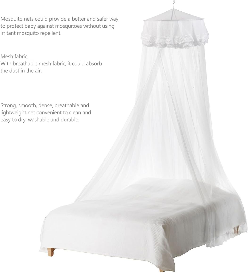 STOBOK Mosquito Net for Bed, Bed Canopy for Girls King Canopy Bed Curtains Elegant Dome Bed Netting Infant Mosquito Net Crib Bed Canopy Breathable See Through Mosquito Netting (White)