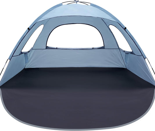 WhiteFang Beach Tent Anti-UV Portable Sun Shade Shelter for 3/4/6/8 Person, Extendable Floor with 3 Ventilating Mesh Windows Plus Carrying Bag, Stakes and Guy Lines