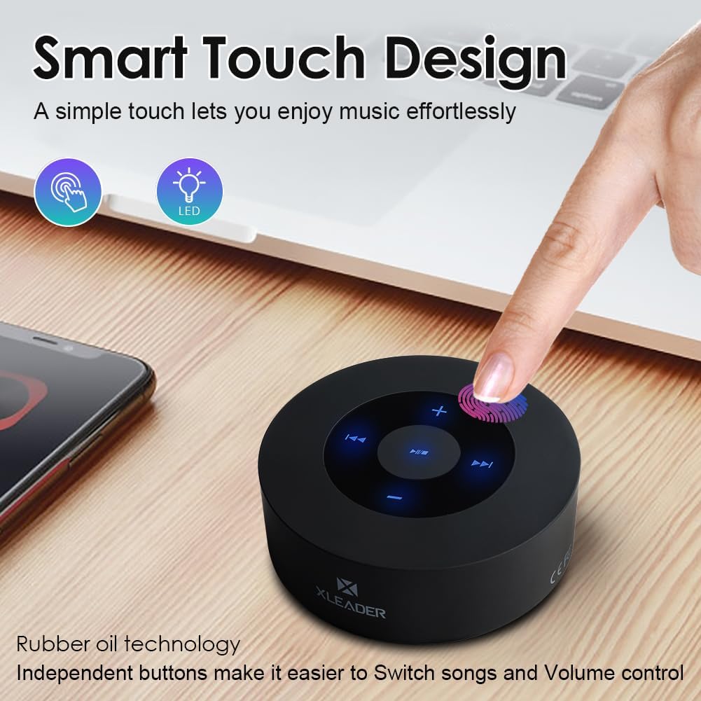 XLEADER Small Bluetooth Speaker (Travel Case Provided) Portable Wireless, HD Sound&Rich Bass, Touch Design, 12H Playtime, Support Aux Input, Micro SD, Mic, for Laptop PC Office Bathroom, Car, Gifts