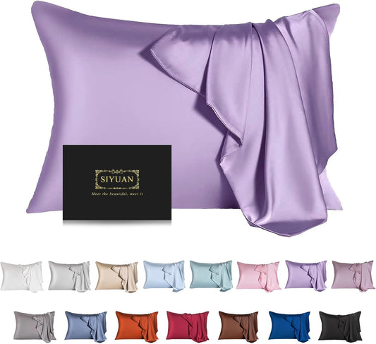 Mulberry Silk Pillowcase for Hair and Skin,King Size Cooling Silk Pillow Case with Hidden Zipper,Allergen Proof Dual Sides Soft Breathable Smooth Silk Pillow Cover for Women(King,Violet)