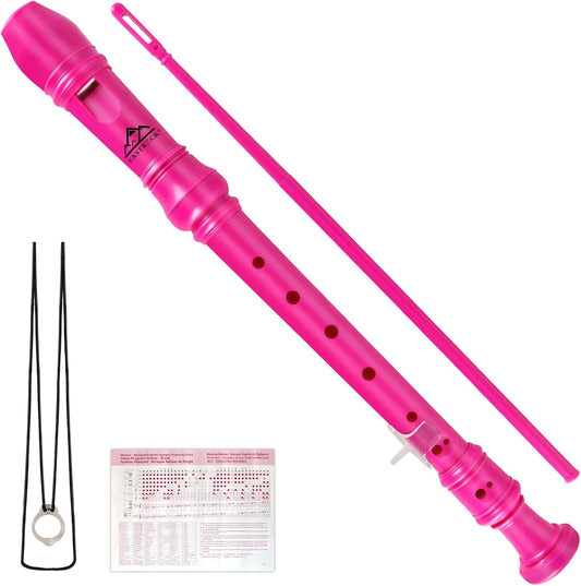 Eastrock Recorder Instrument German Style Soprano Recorder 3 Pieces for Beginners with Cleaning Rod, Fingering Chart, Packing Bag, Thumb Rest