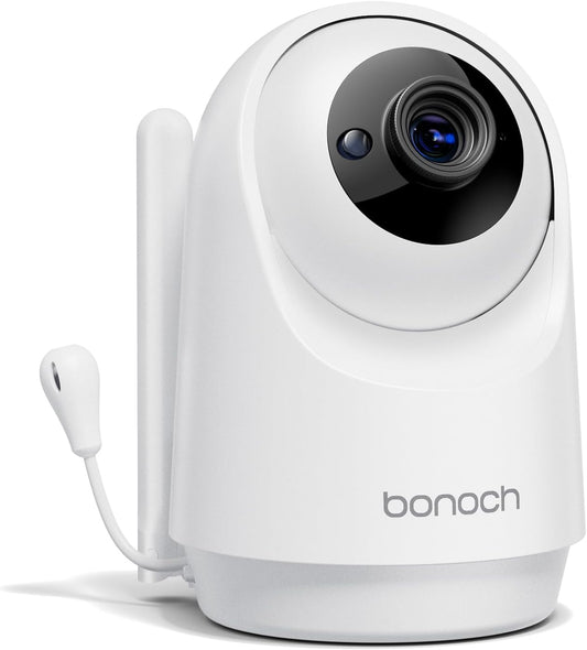 bonoch Add-on Baby Camera Unit for BBM14/BBM16, 1440p HD Video Baby Monitor Camera No WiFi, Security Split-Screen, Auto Night Vision, 4X Zoom, 2-Way Audio, Temperature Sensor, 3 White Noise 3Lullabies