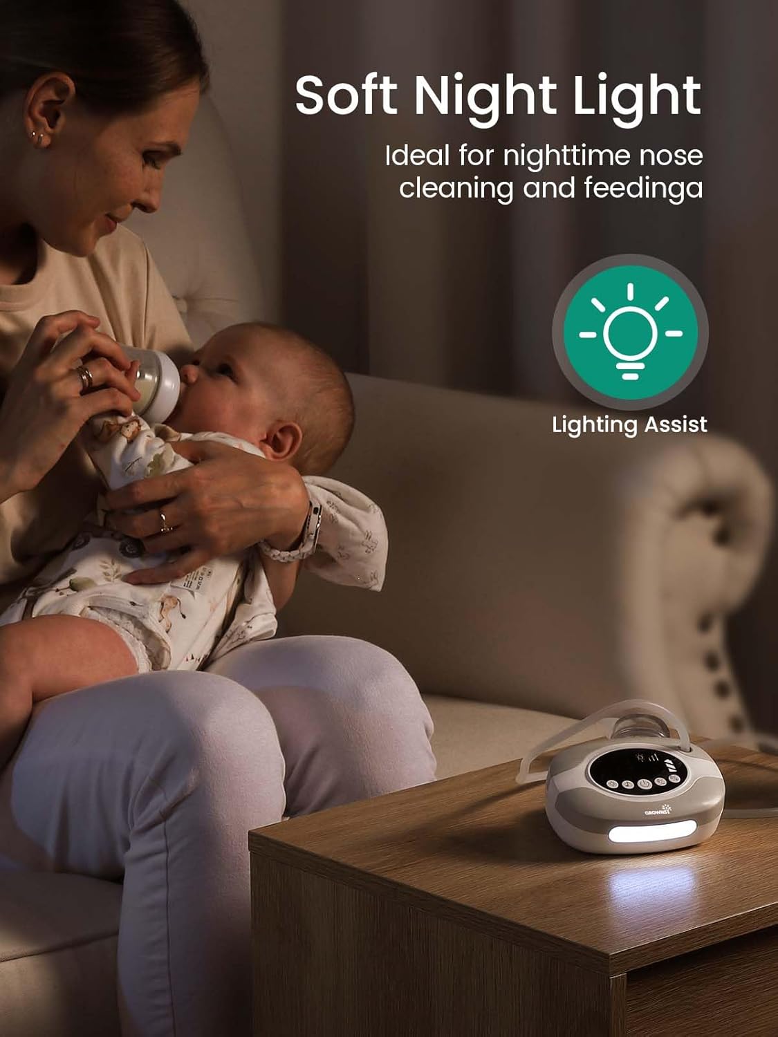 GROWNSY Electric Nose Suction for Baby, Hospital-Grade Nasal Aspirator with Night Light,Soothing Lullabies, Baby Nose Sucker with 9 Adjustable Suction Levels