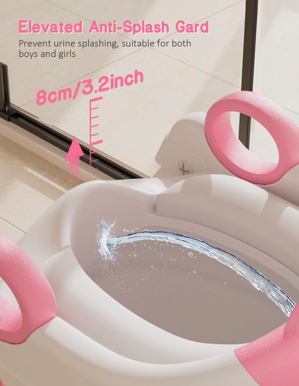 Potty Training Seat, Toddler Toilet Seat With Steps, 2 In 1 Toddler Potty Training Toilet With Splash Guard, Anti-Slip Step Stool Soft Mat, Adjust High Potty Seats For Toddlers Kids Boys Girls