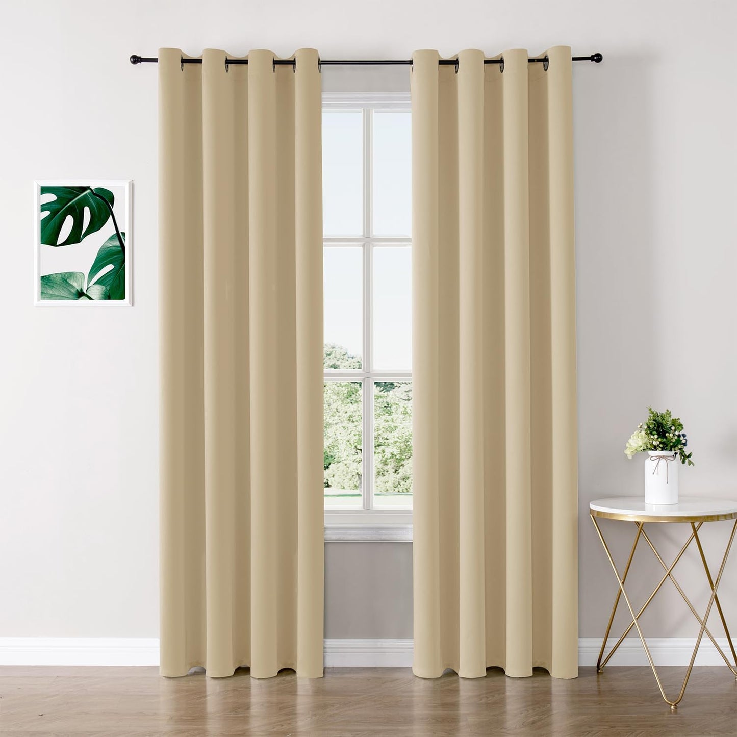 ChrisDowa Blackout Curtains 80 inches Long for Bedroom - 2 Panels Set Grommet Thermal Insulated Room Darkening Curtains for Living Room (Biscotti Beige, 52 x 80 Inch)