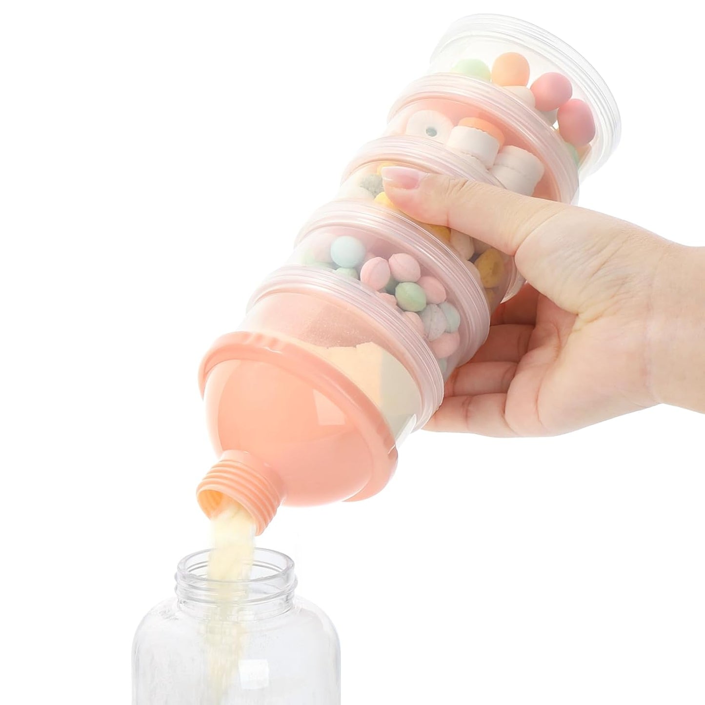 Accmor Formula Dispenser On The Go, 5 Compartments Stackable Formula Container for Travel, Baby Milk Powder Kids Snack Container, BPA Free