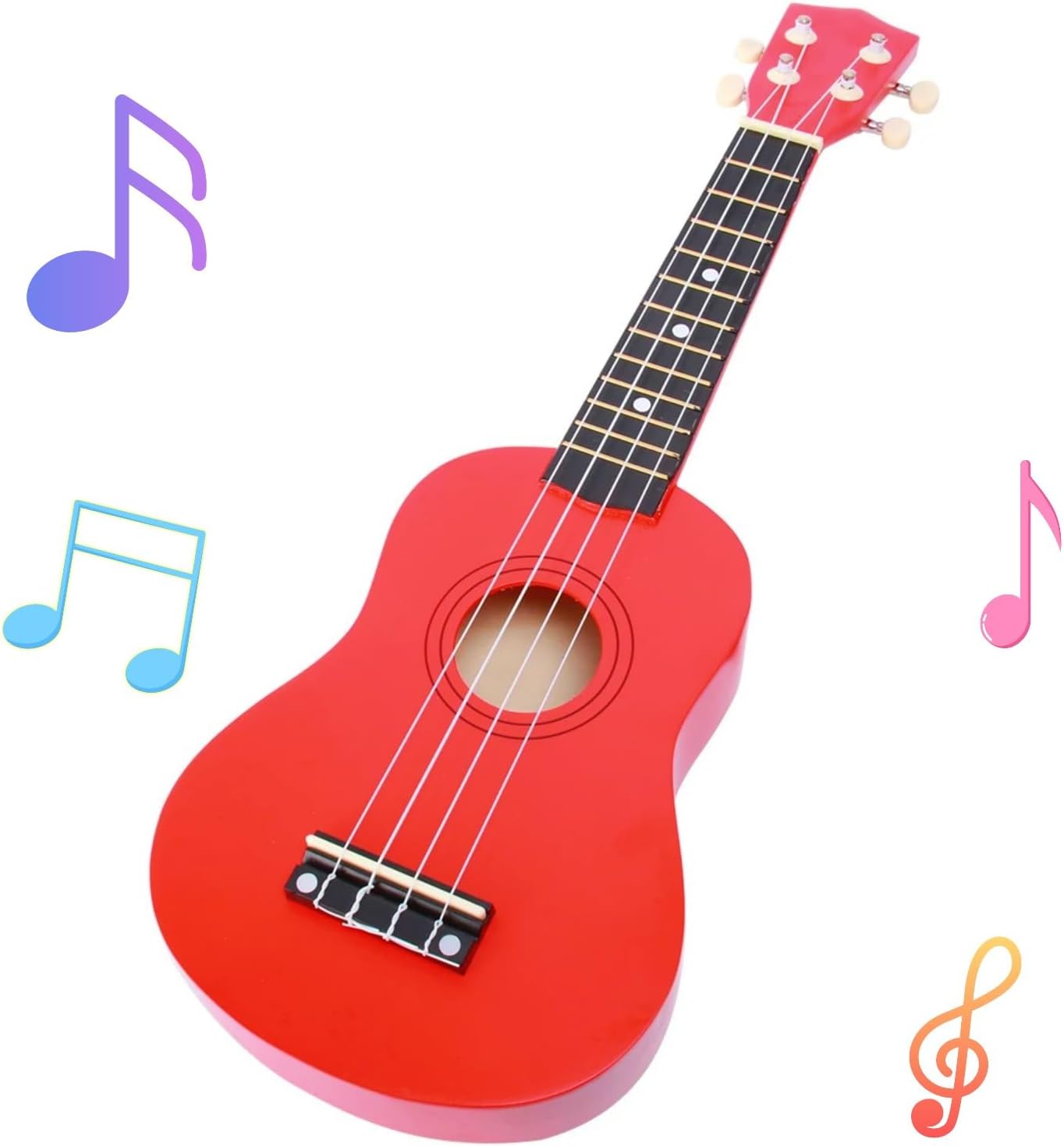 Kids Child Children Wooden Acoustic Guitar Ukulele 21 Inch 4 String Musical Instruments Perfect For Beginner (Red)