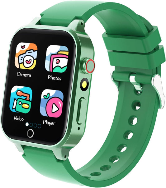 Vakzovy Kids Smart Watch for Boys with 26 Games, HD Touchscreen Camera Music Player Flashlight Pedometer Audiobook, Birthday Gifts Toy for Girls Age 6-12 Kids Smartwatch with Screen Protector Green