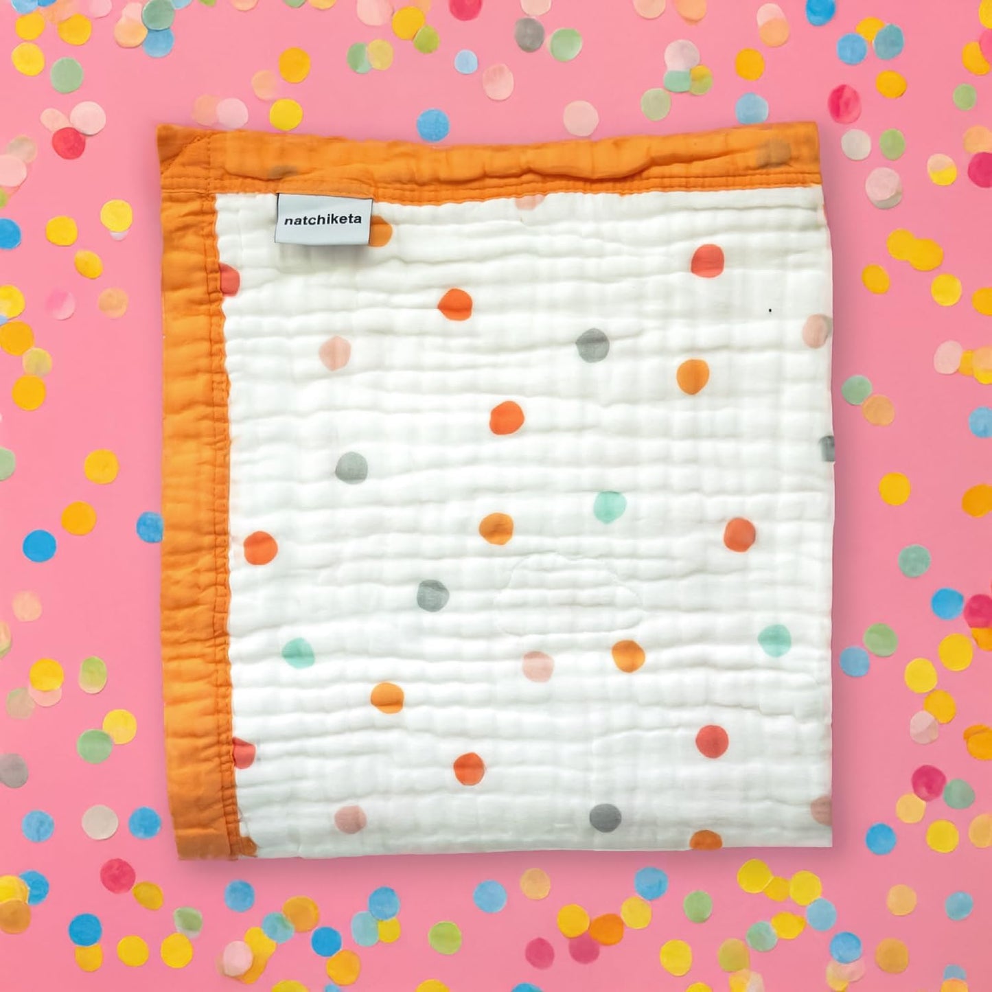 Organic Cotton Muslin Baby Blanket for Boys and Girls - Luxurious Soft Toddler Quilt for Swaddling - Gender Neutral Blankets Makes a Great Bright Dot
