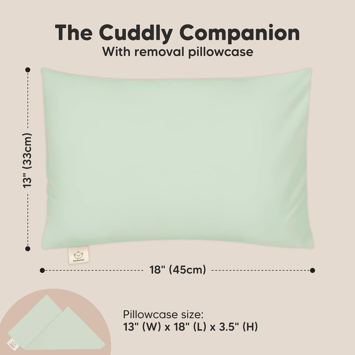 Toddler Pillow with Pillowcase - 13x18 My Little Cuddly Pillow, Viscose Derived From Bamboo Nursery Toddler Pillows for Sleeping,Kids Pillow,Small Travel Pillows,Mini Toddler Bed Pillow (Sage)
