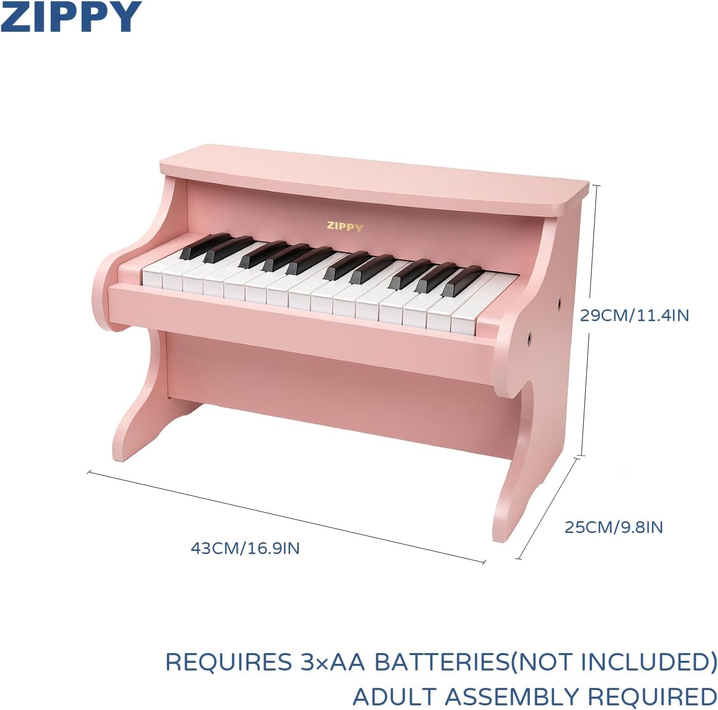 ZIPPY Kids Piano Keyboard, 25 Keys Digital Piano for Kids, Mini Music Educational Instrument Toy, Wood Toy for Toddlers Girls Boys (Pink)