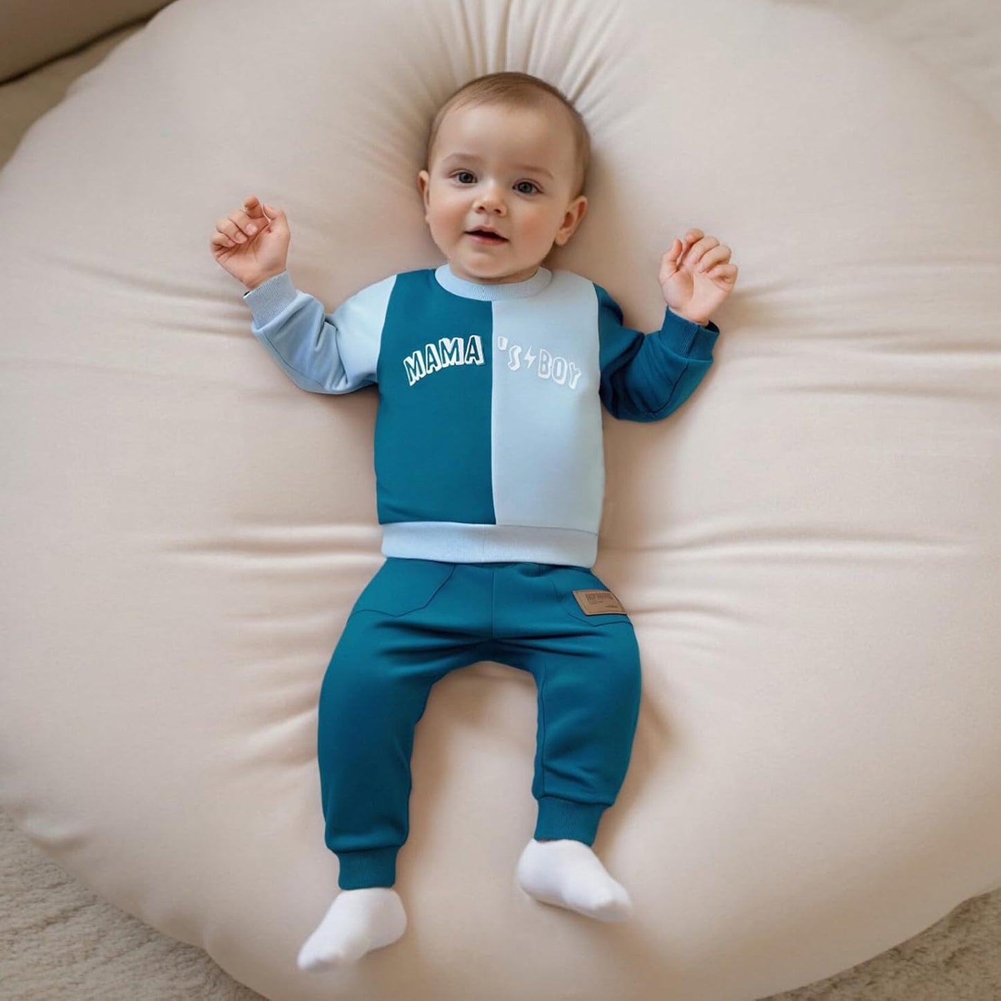 Kupretty Toddler Baby Boy Fall Winter Clothes Color Block Long Sleeve Sweatshirt Pullover Tops + Joggers Pants Outfit Set