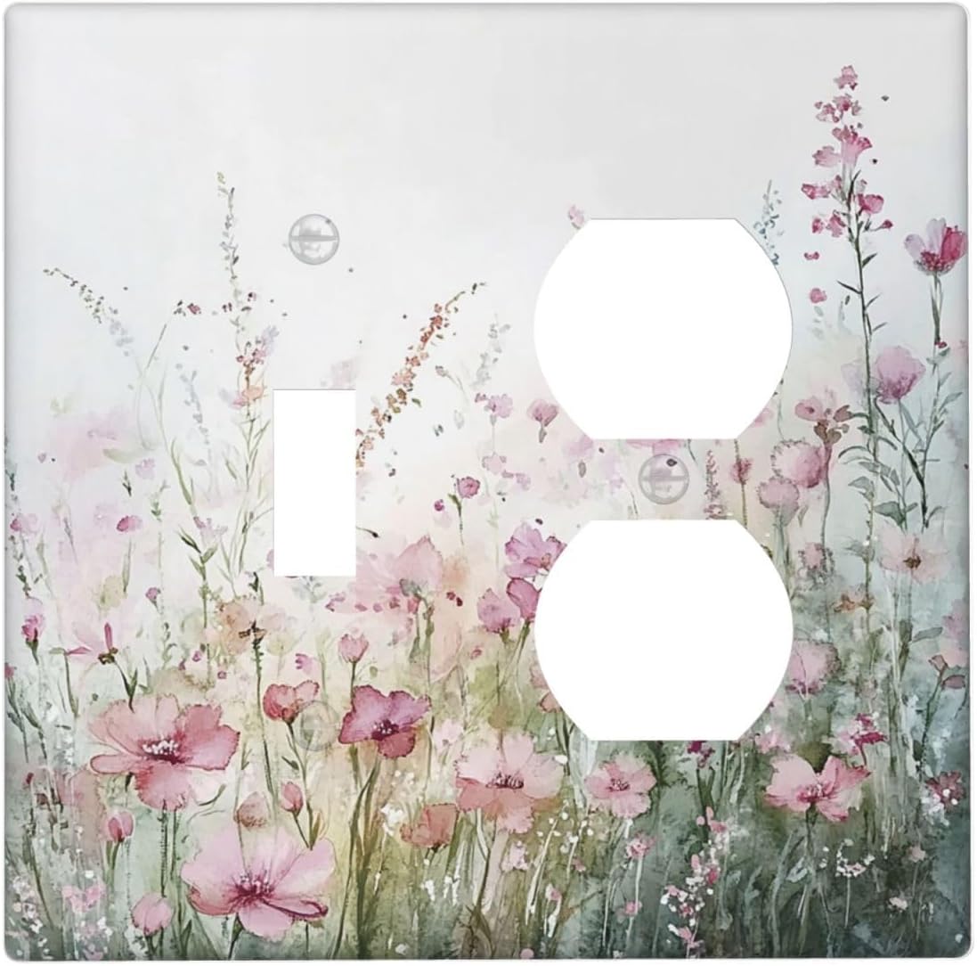 Wallplates Wildflower Botanical Watercolor Floral 1 Toggle 1 Duplex Switch Plate Electrical Gfci Faceplate Decorative Light Switch Covers For Bed Room Living Room Decor