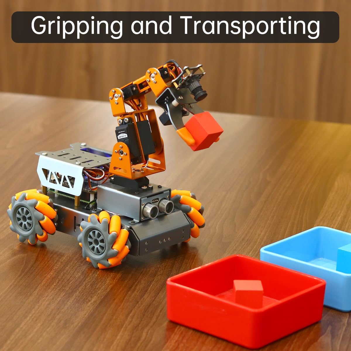 Robotic Arm for Raspberry Pi AI Vision MasterPi Open Source Mecanum Wheel Chassis Robot Car Kit 5 DOF/Axis Smart Robotic Arm DIY Robot, with Raspberry Pi 4B 4GB