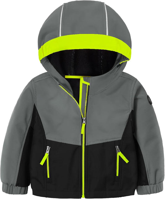 GEMYSE Toddler Jacket Fleece Lined Baby Boys Windbreaker Water Resistant Kids Hooded Coat Warm Spring Fall Outerwear