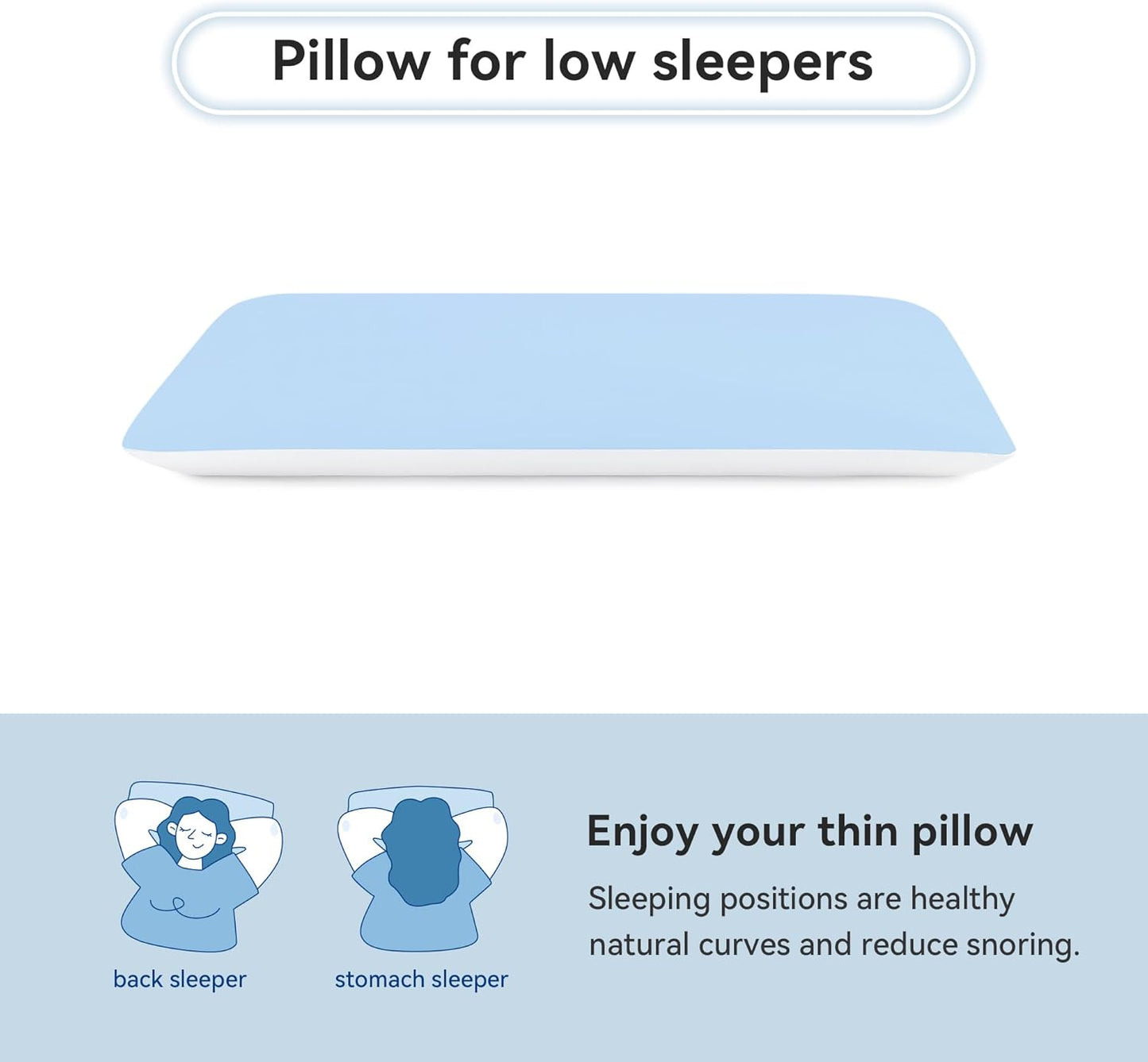 AM AEROMAX 2.75 Inches Queen Size Hyper Slim Memory Foam Pillow for Stomach and Back Sleepers - Thin, Flat Design for Cervical Neck Alignment and Deeper Sleep.