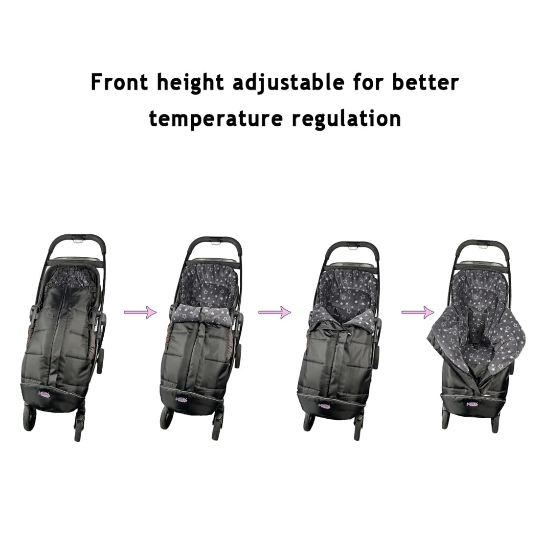 Front Height Adjustable Winter Waterproof Stroller Bunting Bag,Winter Stroller Blanket,Good for M6-48 Toddler
