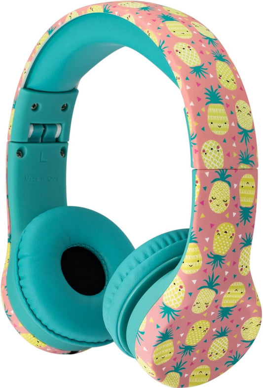 Snug Play+ Kids Headphones – Volume Limited 93dB for Safe Listening – Foldable, Durable Headphones for Toddlers, Boys & Girls – Tangle-Free Cord – Ideal for Travel, School, Tablets - Pineapples