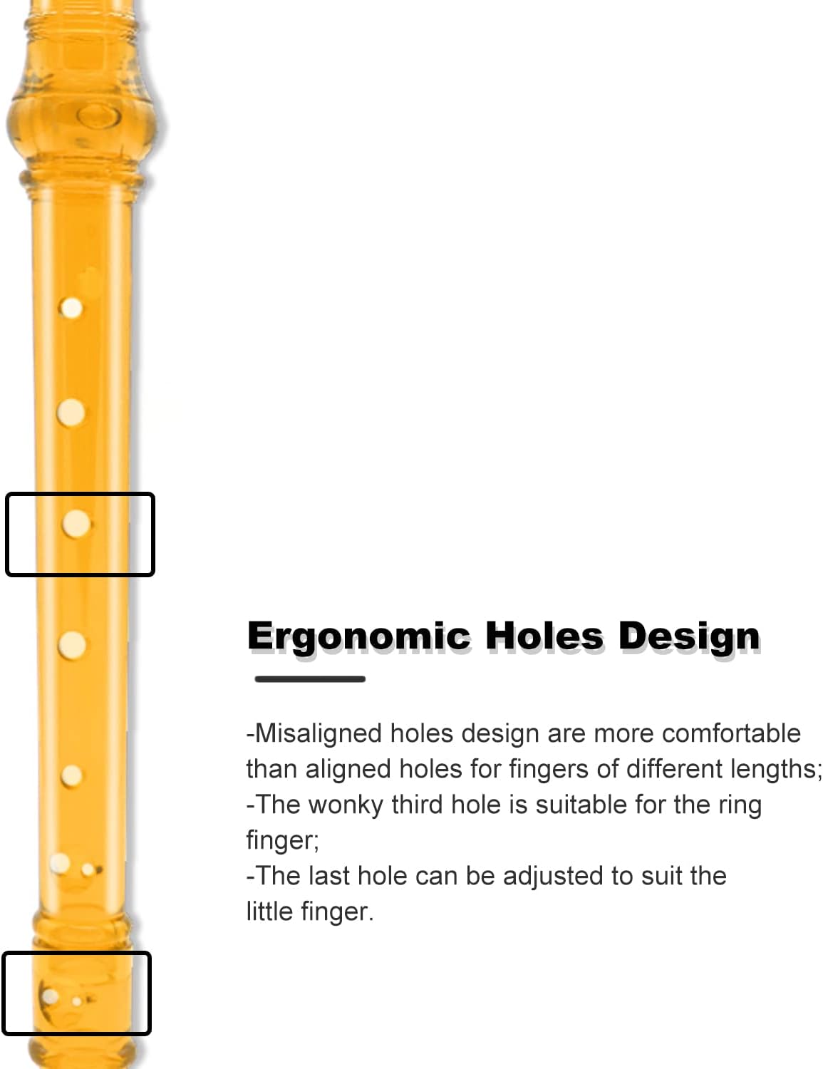 SJOYS ENGIEGEE 8-Hole Soprano Descant Recorder Kids Music Flute with Cleaning Rod & Case Bag For School Student Home Entertainment Transparent Orange