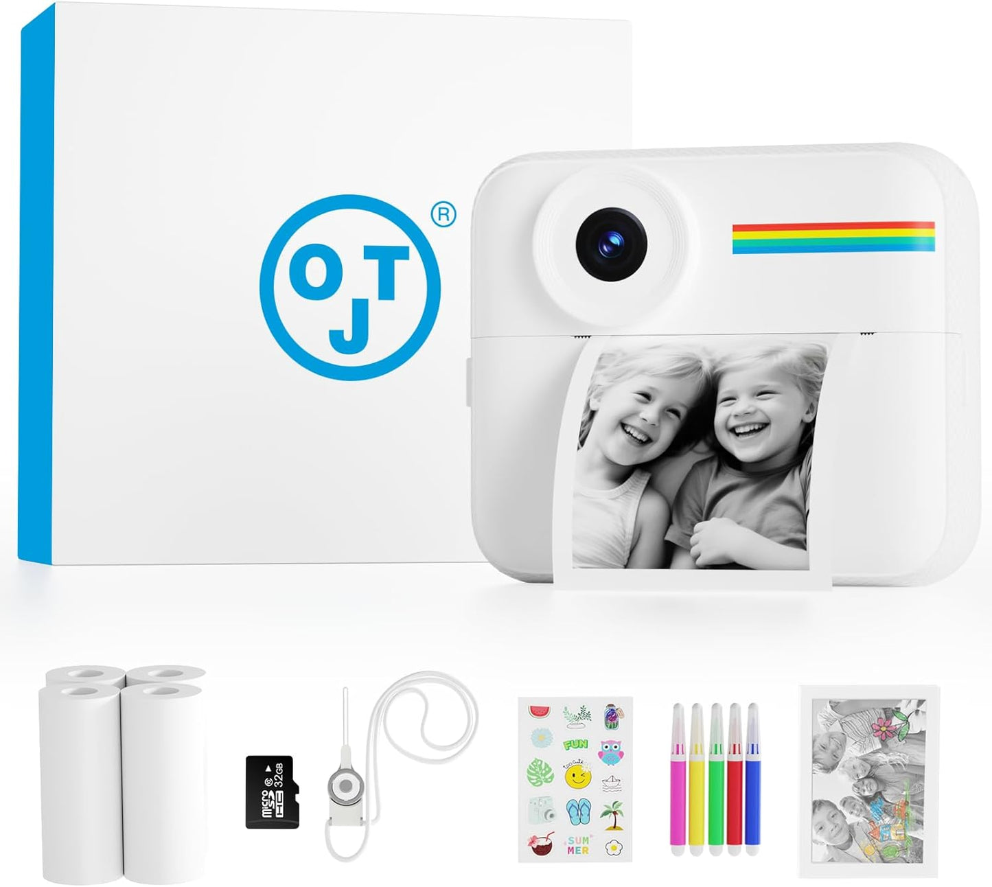 OTJ Kids Camera Instant Print - 1080P Kids Instant Cameras That Print Photos with 32GB Card - Daurable Kid Digital Camera Birthday Gift for Girls and Boys 3 4 5 6 7 8 9 10 Year Old