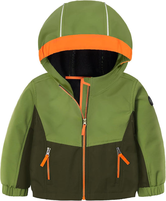 GEMYSE Toddler Jacket Fleece Lined Baby Boys Windbreaker Water Resistant Kids Hooded Coat Warm Spring Fall Outerwear