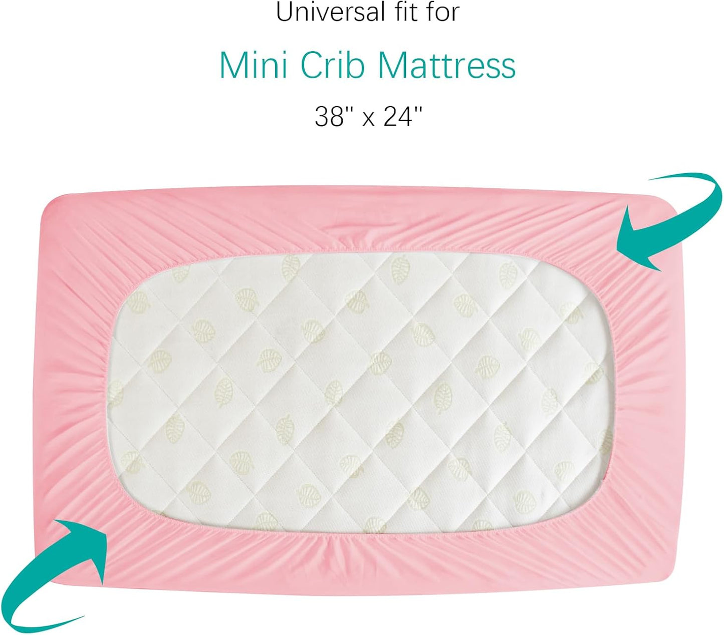 Mini Crib Mattress Protector Sheets Fitted Waterproof Mini Crib Mattress Protector Pad Cover Pink 2 Pack Quilted 38" x 24"