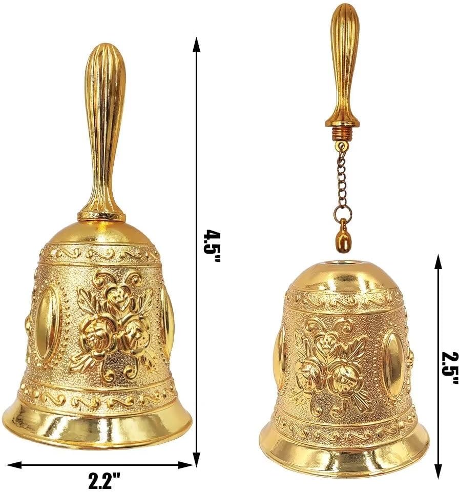 Hourwof Metal Wedding & Christmas Bells - Decorative Service Call Bell, Gold