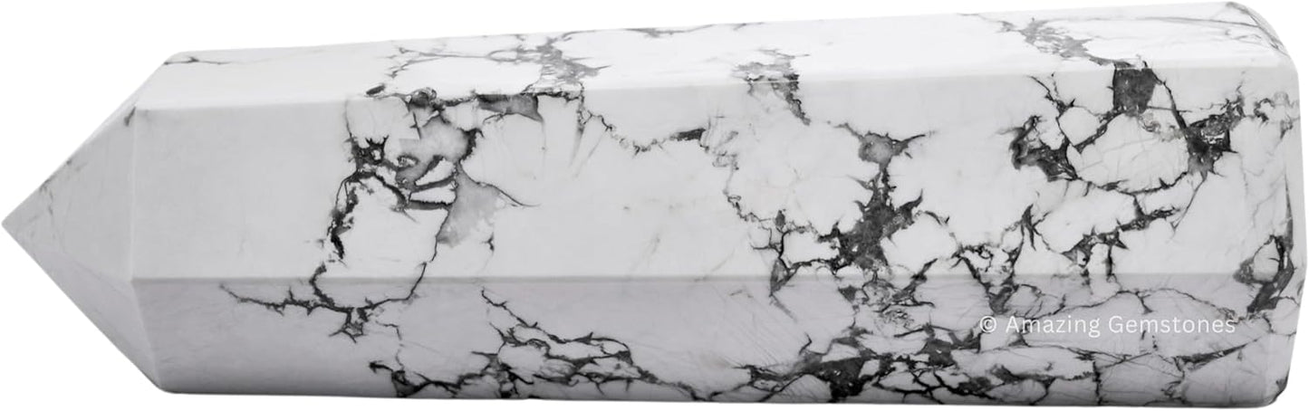 Amazing Gemstone Large Howlite Crystal Towers ~ Natural Healing Crystal Point Obelisk for Reiki Healing and Crystal Grid (5.5 to 6 INCH)