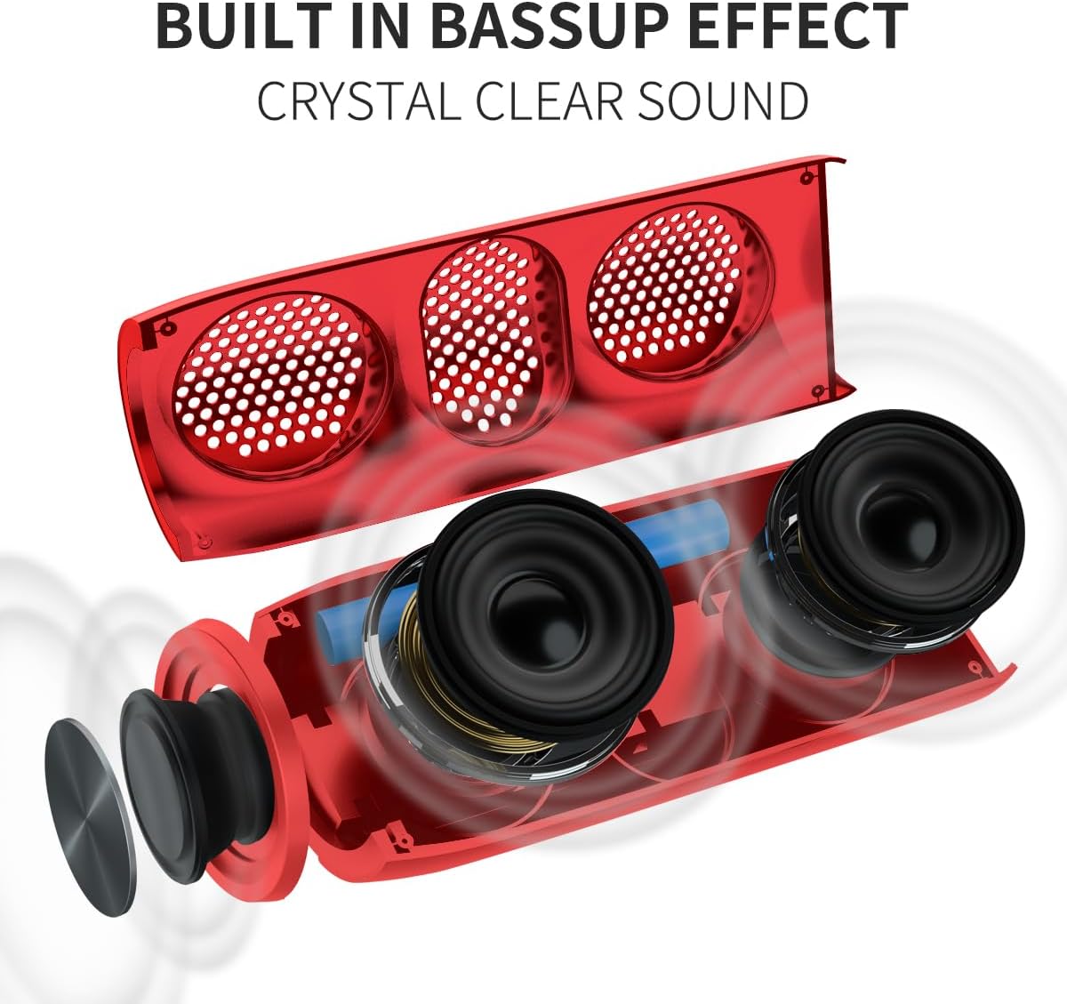 Bluetooth Speaker,MusiBaby M88 Speakers,Dual Pairing, Bluetooth 5.3,Loud Stereo Sound,Booming Bass,30H Playtime for Home& Outdoor Party,Beach,Portable Speaker,Gifts(Red)