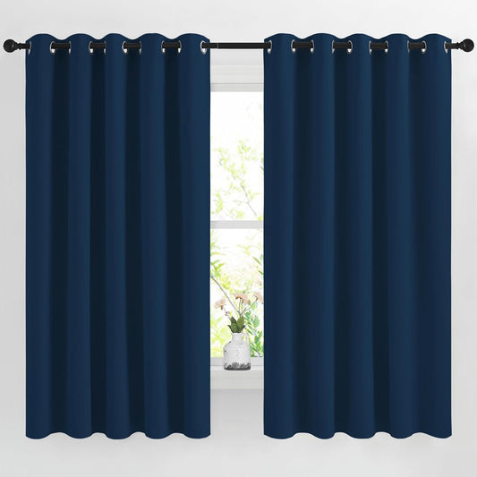 NICETOWN Moroccan Blue Blackout Kids Room Curtains, Grommet Thermal Curtains & Drapes Room Darkening Window Treatment Sound Reducing for Bedroom, 2 Panels, W66 x L66