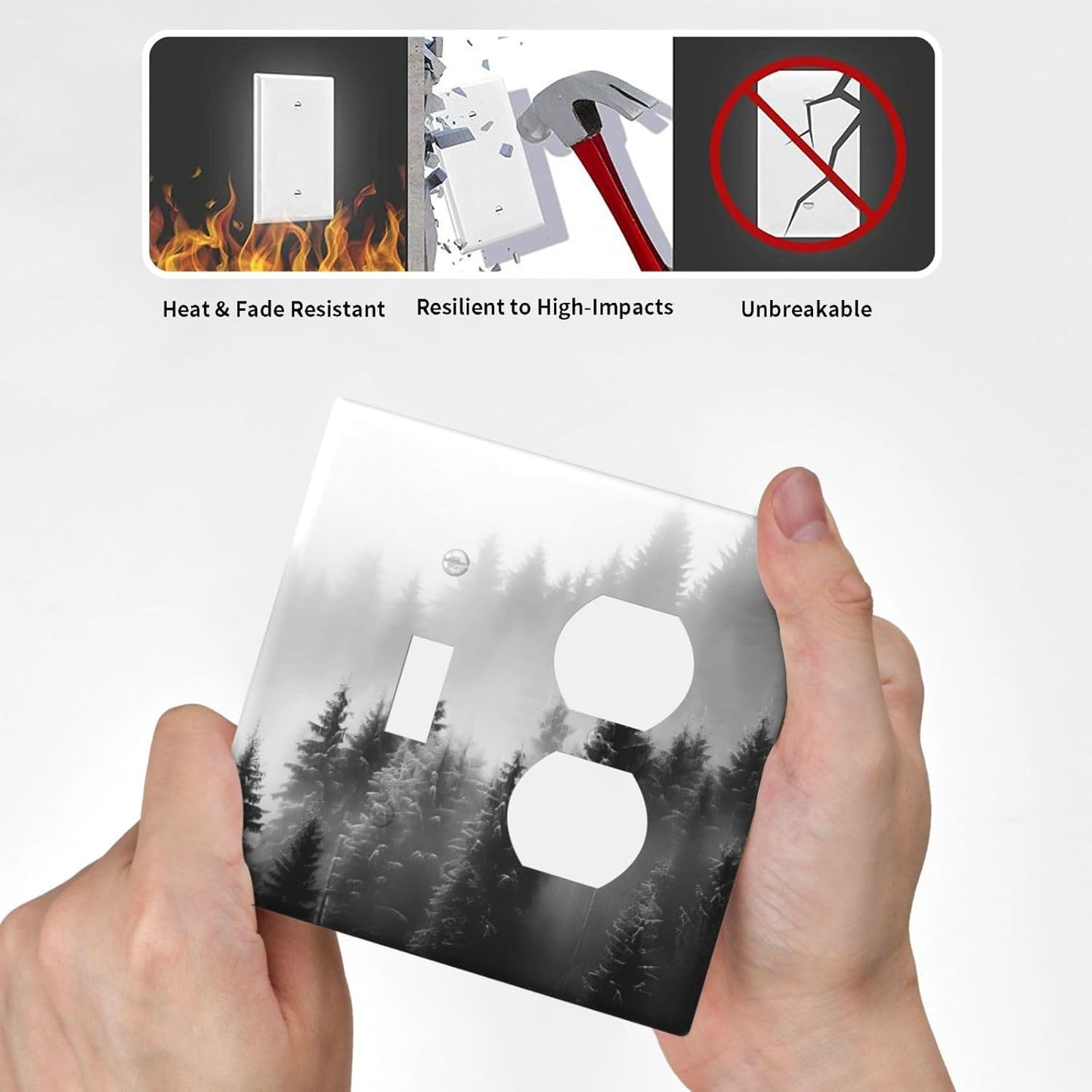 Foggy Forest Natural Scenery Retro Tree Pine Wallplates 1 Toggle 1 Duplex Switch Plate Electrical GFCI Faceplate Decorative Light Switch Covers for Bed Room Living Room Decor