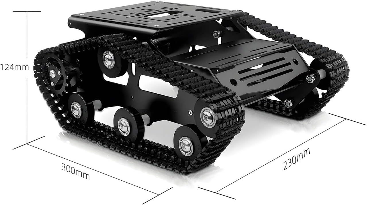 Robot Tracked Tank Car Chassis, Shock Absorbing Robot Chassis Full-Metal Robotic Moving Platform Track for RaspberryPi Arduino Jetson Microb DIY Maker Smart Robot Car Learning Kit