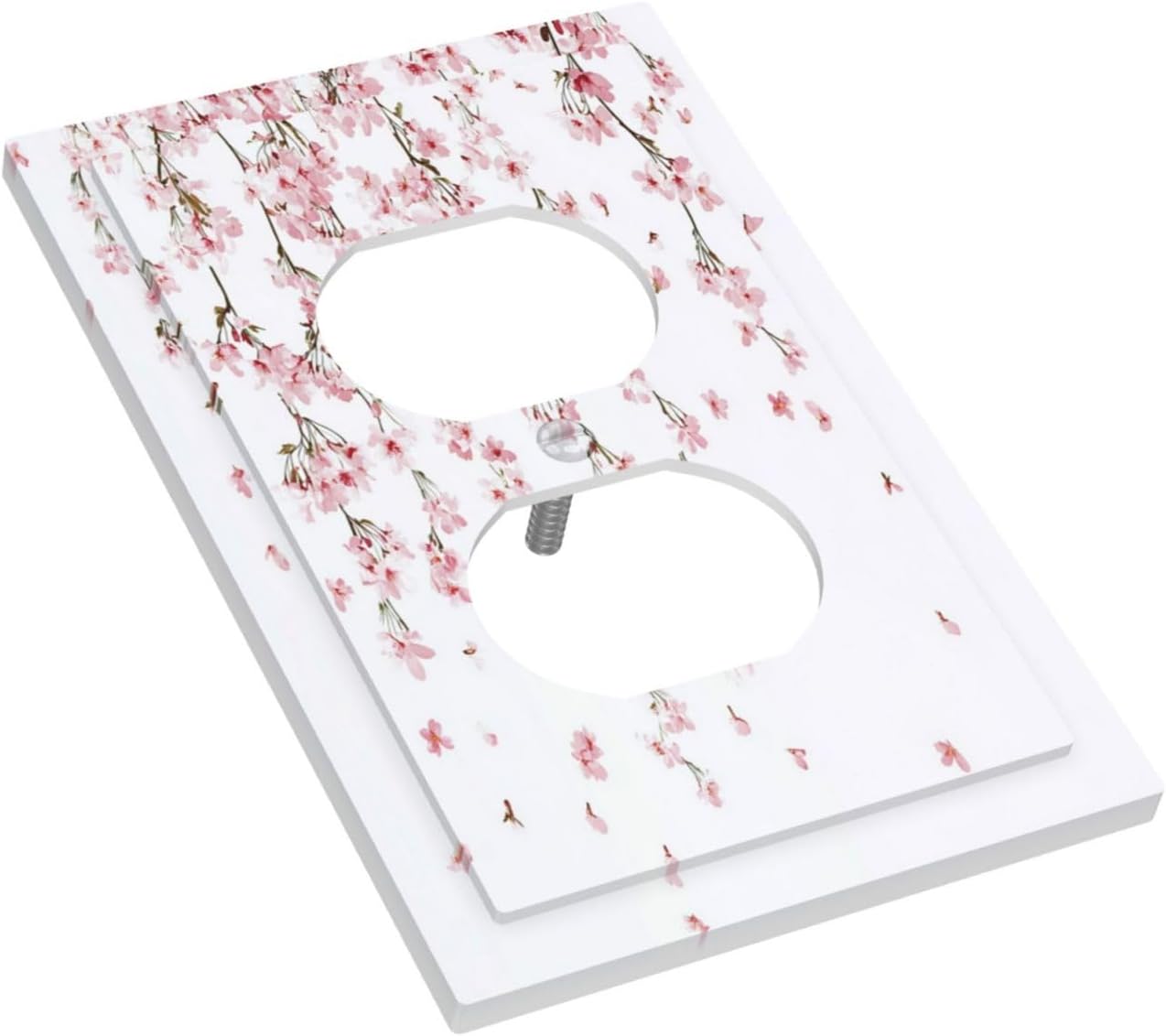 Outlet Covers Sakura Plant Floral Pink Flowers 1 Gang Duplex Light Switch Cover Decorative Switch Plates Electrical Receptacle Faceplate Wall Plate For Bed Room Living Room Decor
