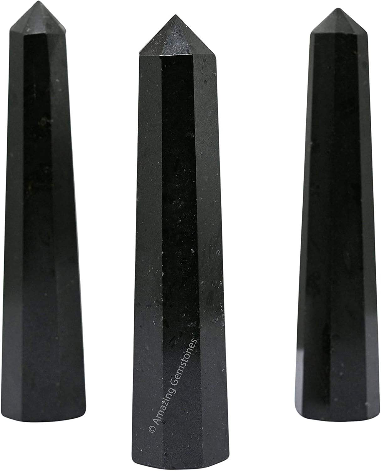 Amazing Gemstone Black Tourmaline Crystal Towers ~ Natural Healing Crystal Point Obelisk for Reiki Healing and Crystal Grid (3- Inch)