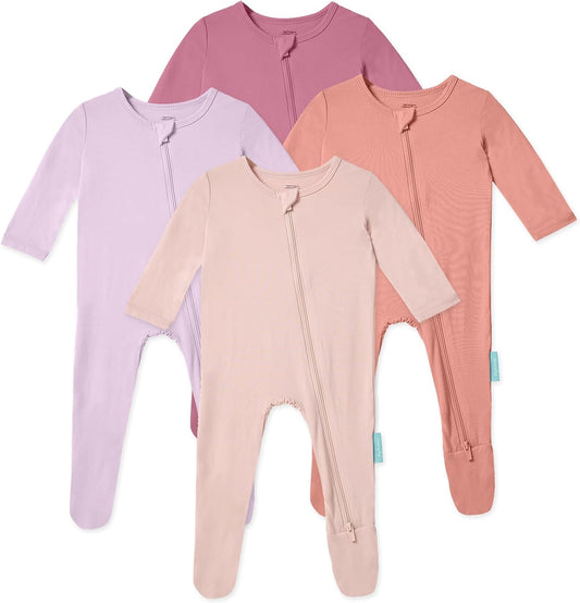Baby Zipper Footie Pajamas, Supersoft Bamboo Rayon Baby Footed Pjs Boy Girl 0-3-6-9-18-24 Month Coverall Sleepers