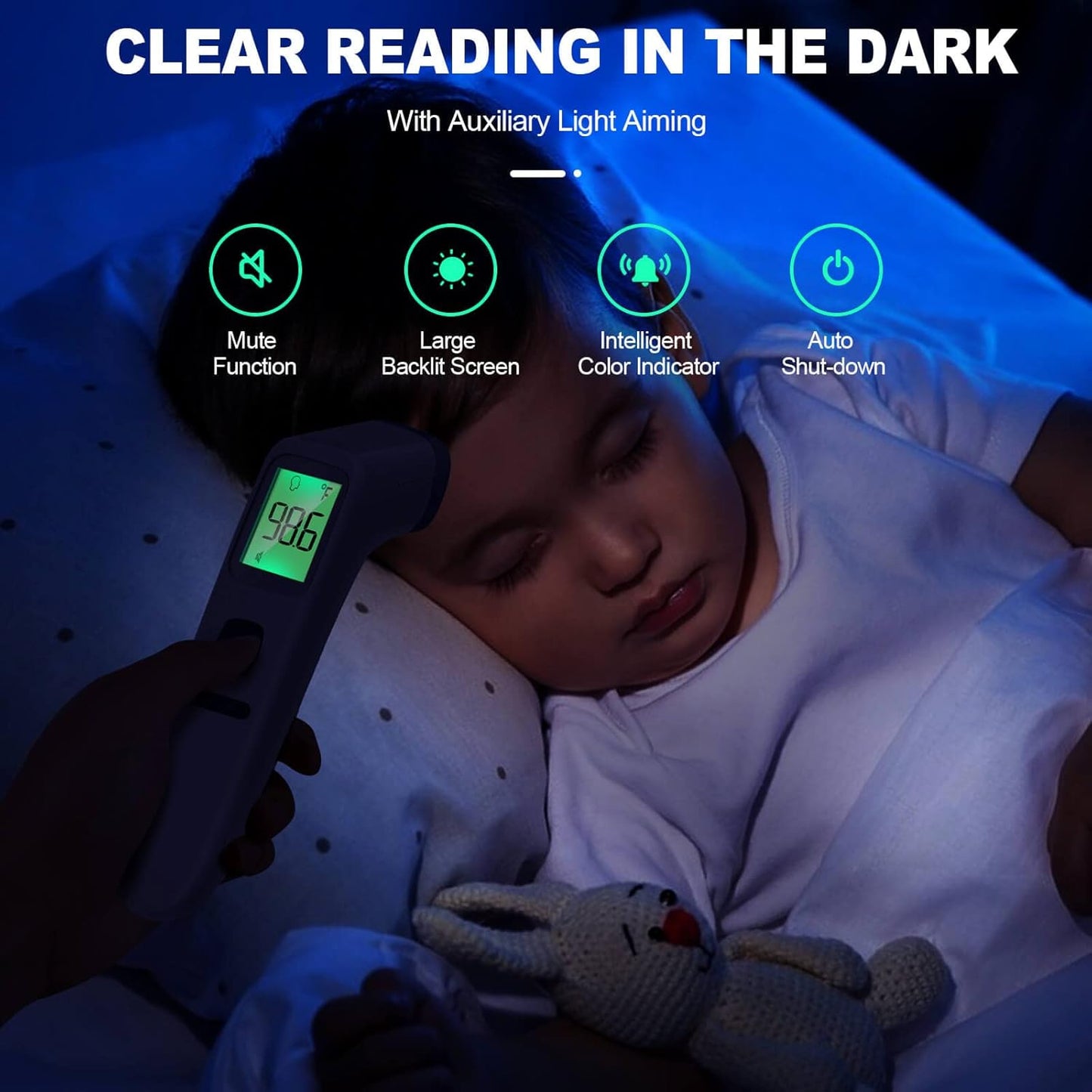 Thermometer for Adults and Kids, Digital Forehead Thermometer with Fever Alarm, Silent Mode & 35-Set Memory, Object 2 in 1 Mode